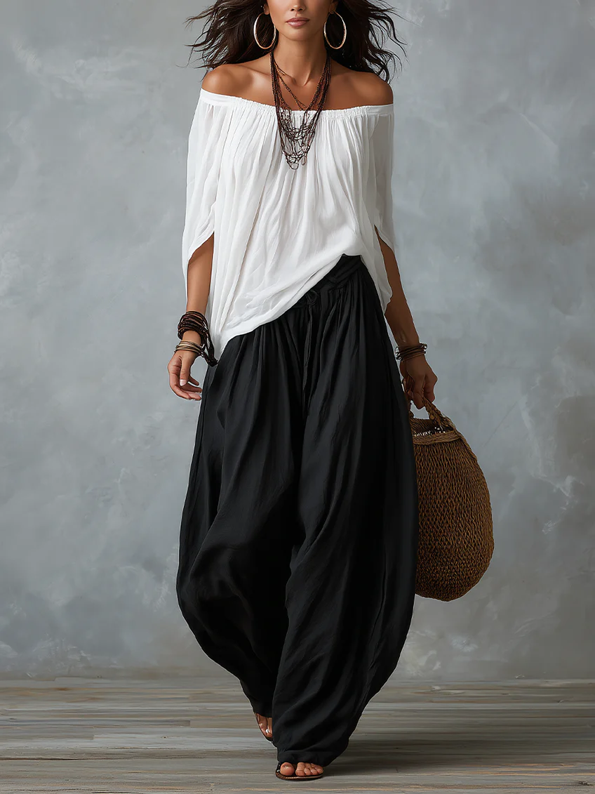 Luna - Off-Shoulder Set and Fluid Pants