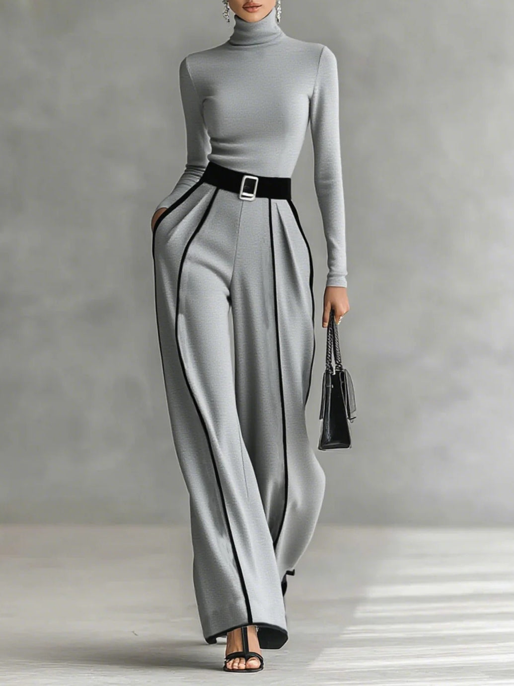 Vera | Elegant Two-Piece Set with Contrast Trim