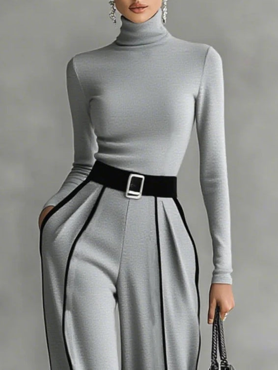 Vera | Elegant Two-Piece Set with Contrast Trim