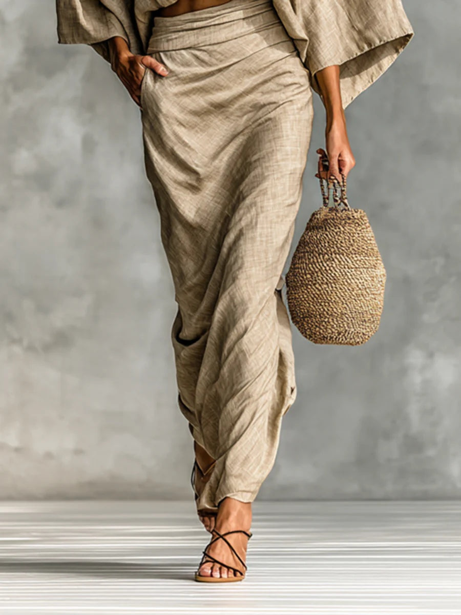 Julia | Two-Piece Set with Batwing Top and Long Skirt