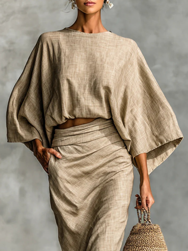 Julia | Two-Piece Set with Batwing Top and Long Skirt