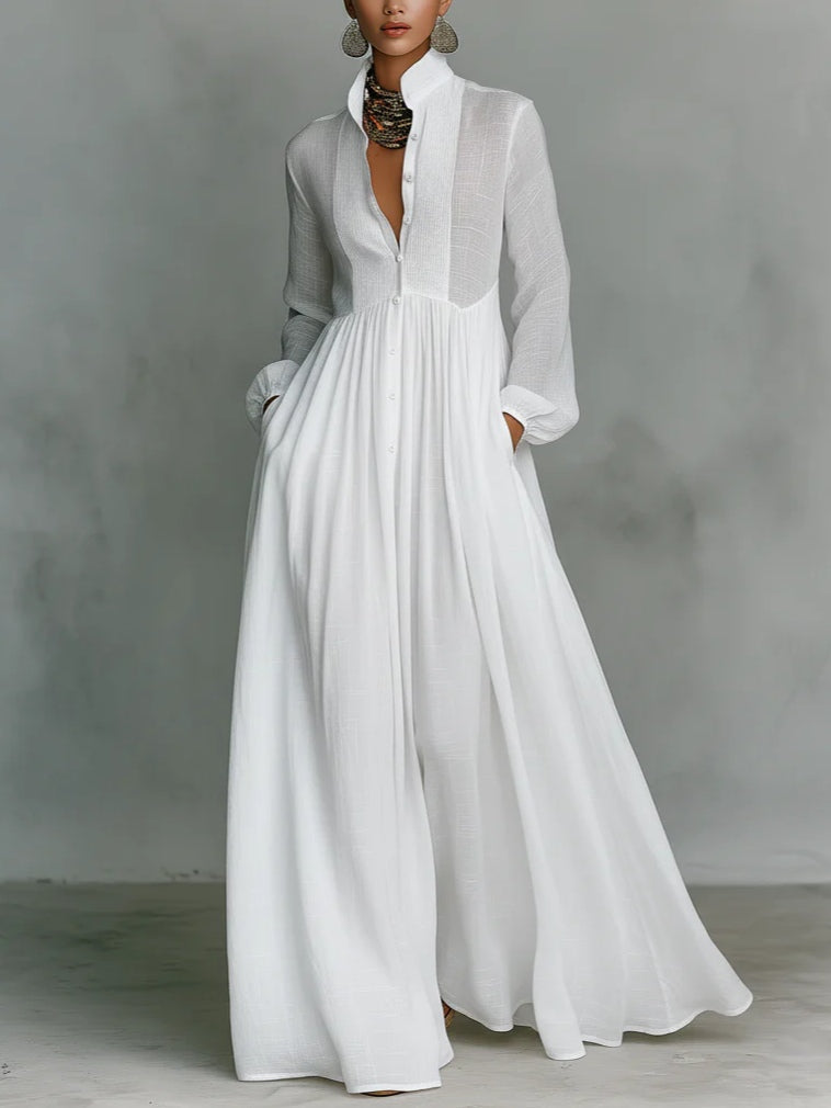 Léonie | Minimalist High-Neck Maxi Dress