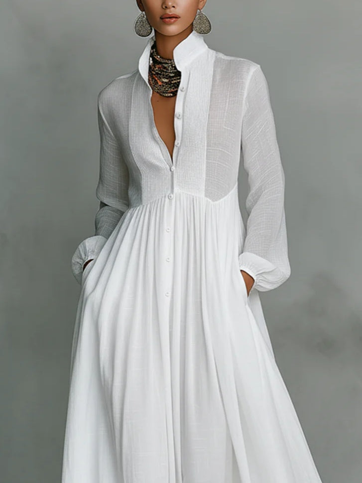 Léonie | Minimalist High-Neck Maxi Dress