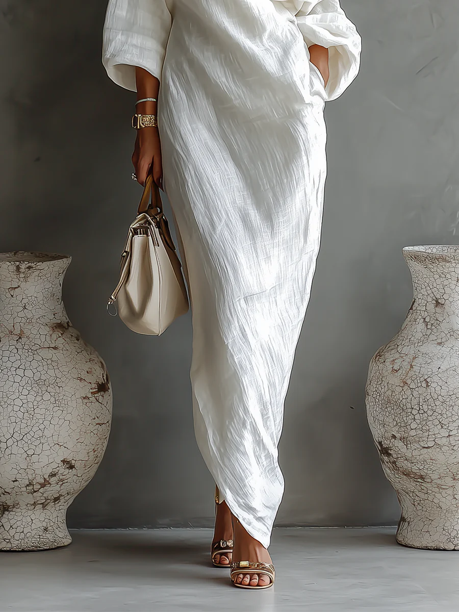 Elise | One-Shoulder Maxi Dress in White