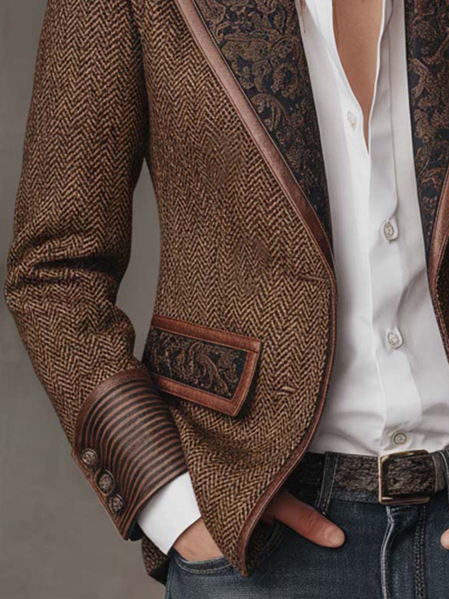 Theodora | Herringbone Panel Blazer