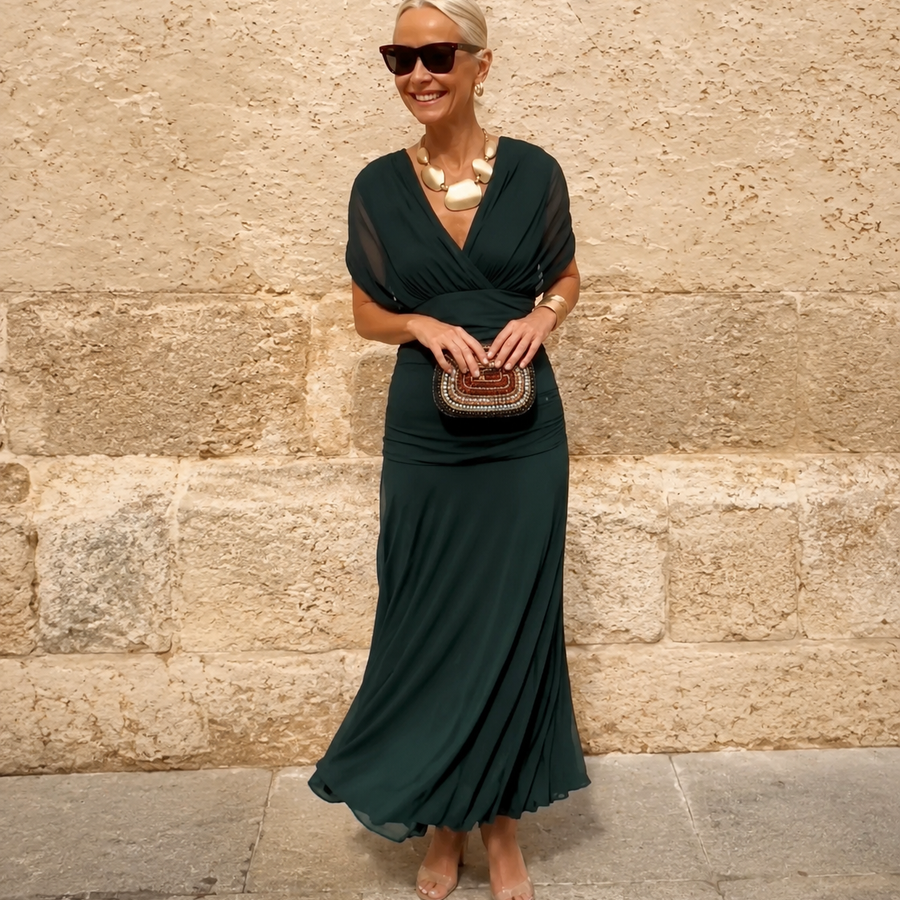 Alondra | Long Floral Dress with V-Neck