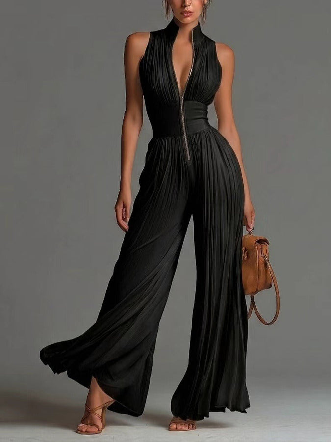 Lara • Pleated Jumpsuit with Zipper