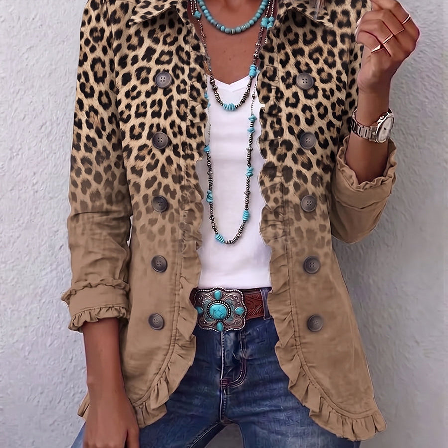Tawny™ | Vintage Leopard Gradient Ruffle Jacket
