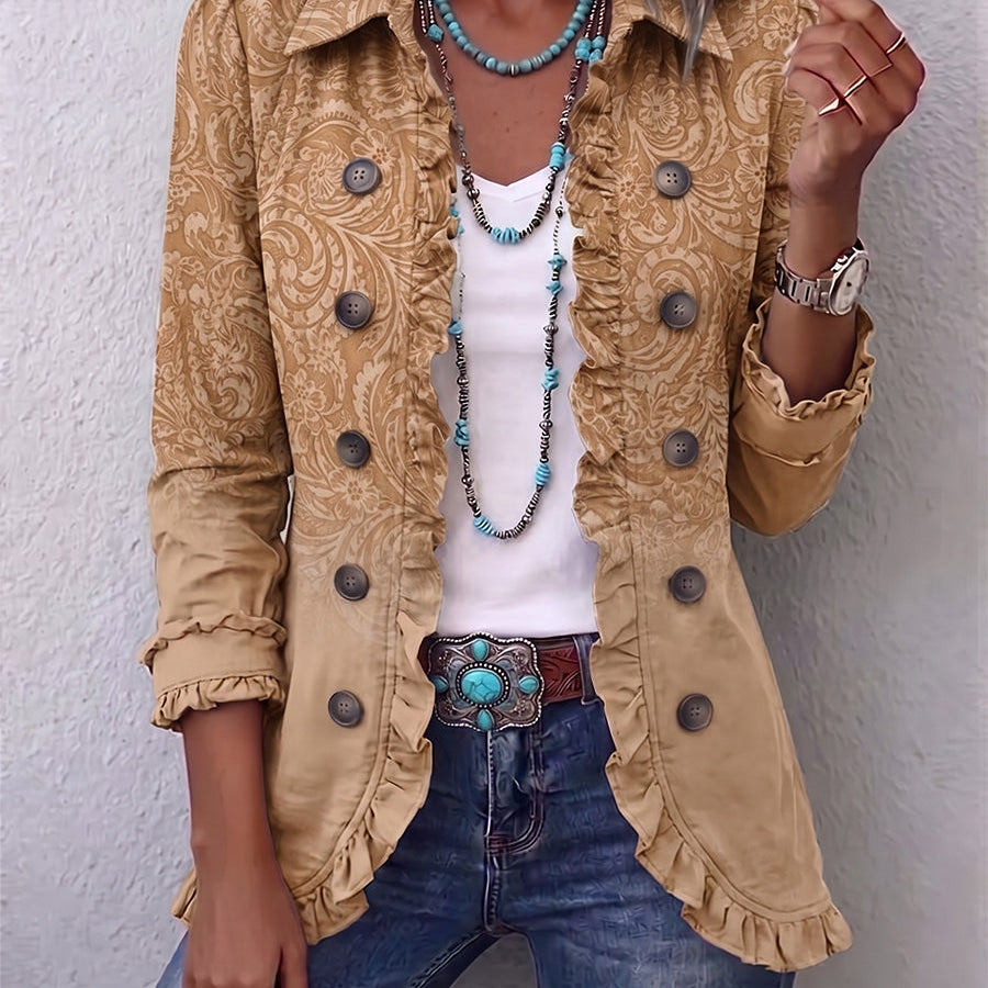Crestelle™ | Western Pattern Print Ruffle Jacket
