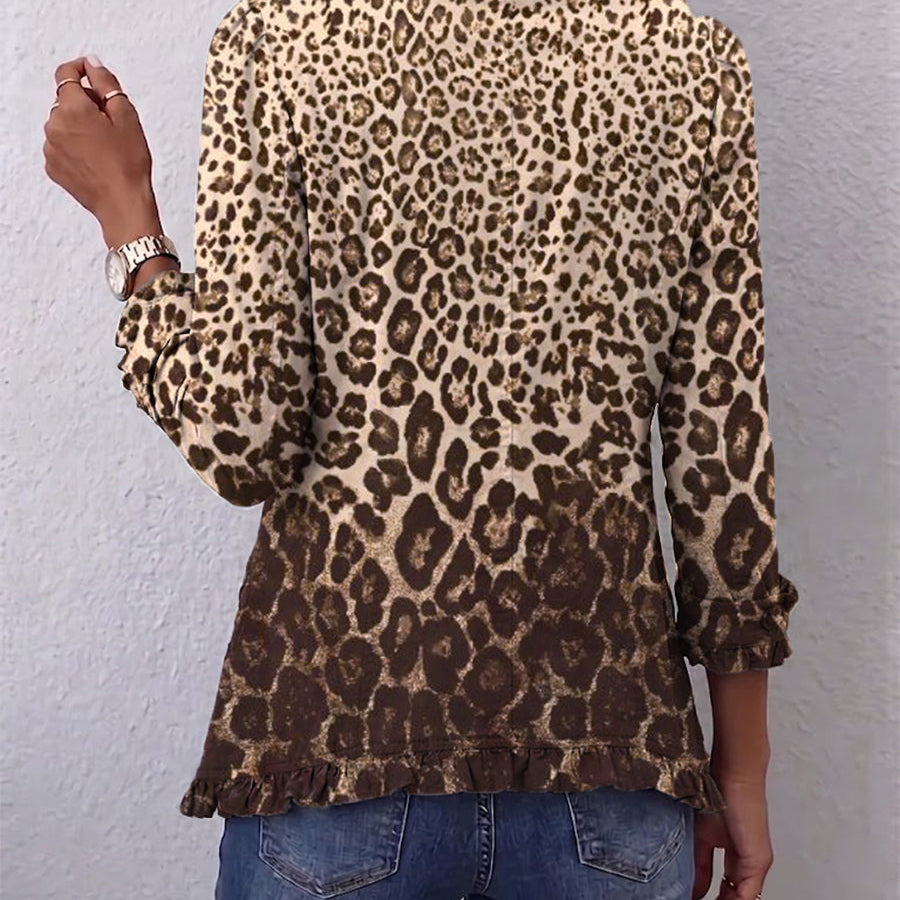 Navara™ | Leopard Print Ruffled Jacket
