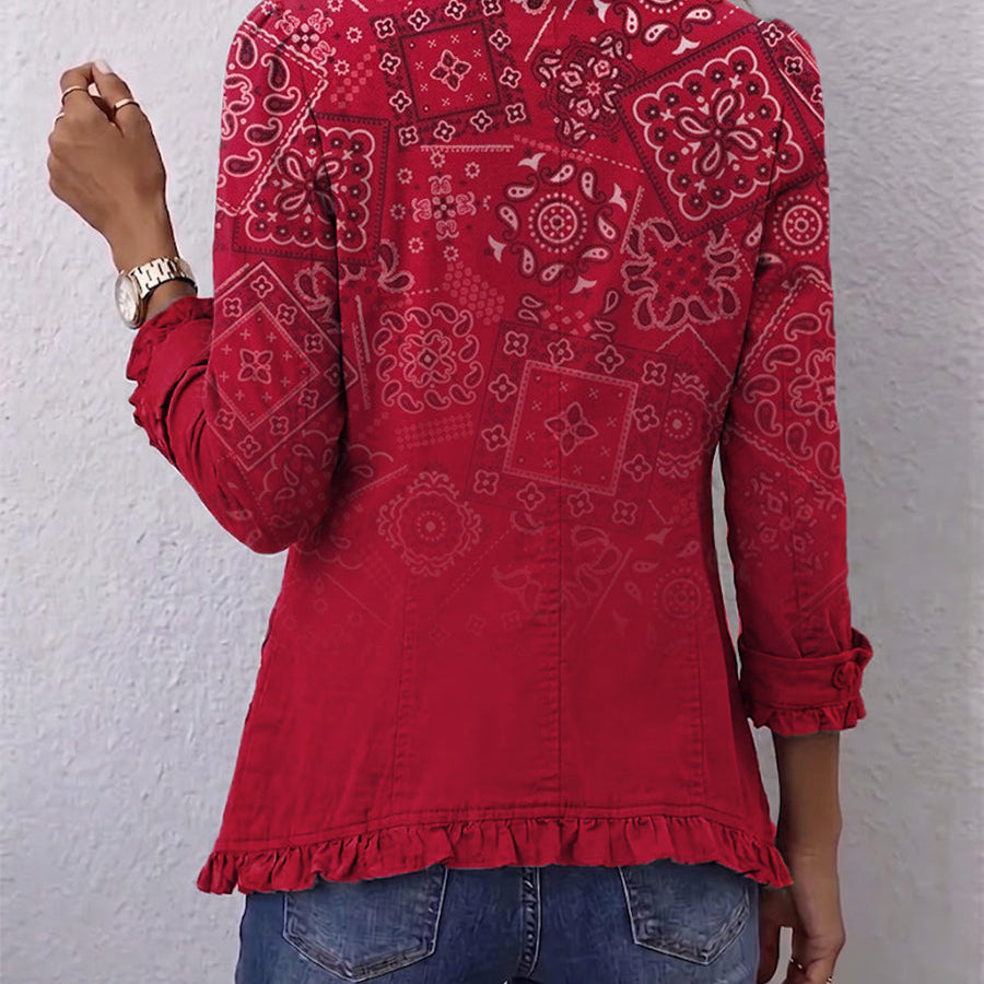 Criselle™ | Bohemian Paisley Ombré Print Ruffled Jacket
