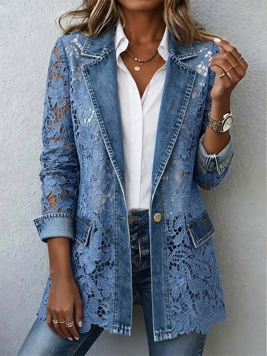 Lacinda | Blazer Jacket with Floral Lace Panelling