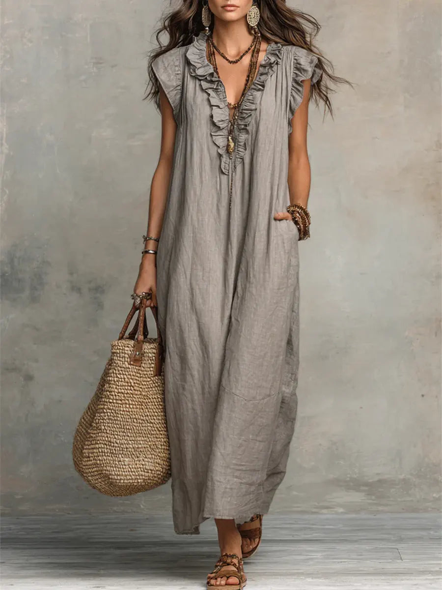 Violet • Long Bohemian Linen Dress