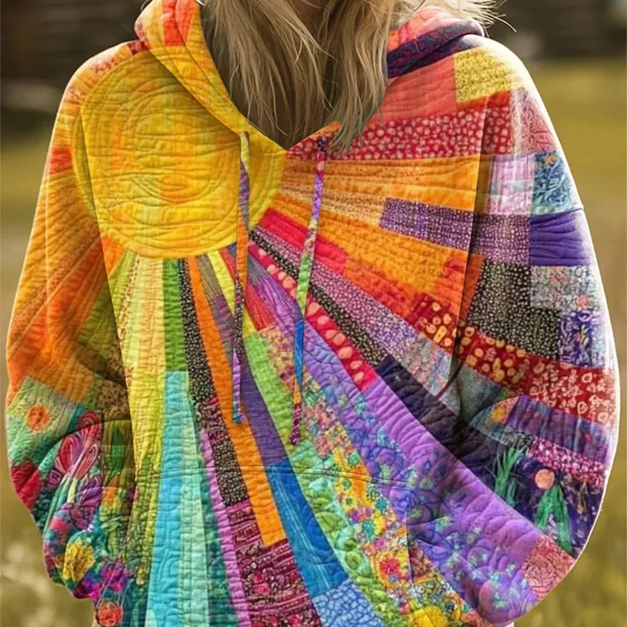 Dawnella™ | Bohemian Multicolor Patchwork Hoodie