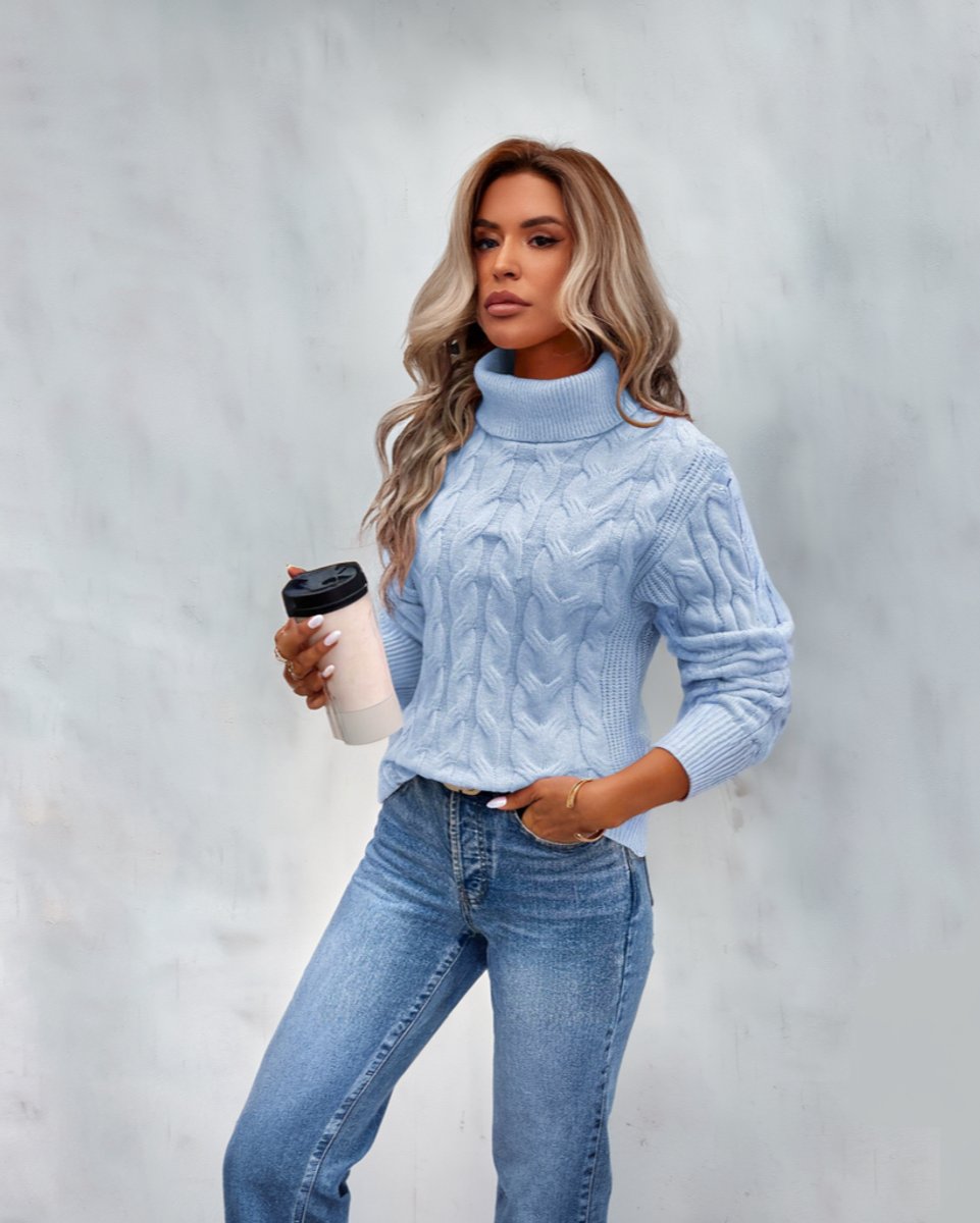 Olivia | Women's Cable Knit Turtleneck Sweater Cosy Long Sleeve Pullover