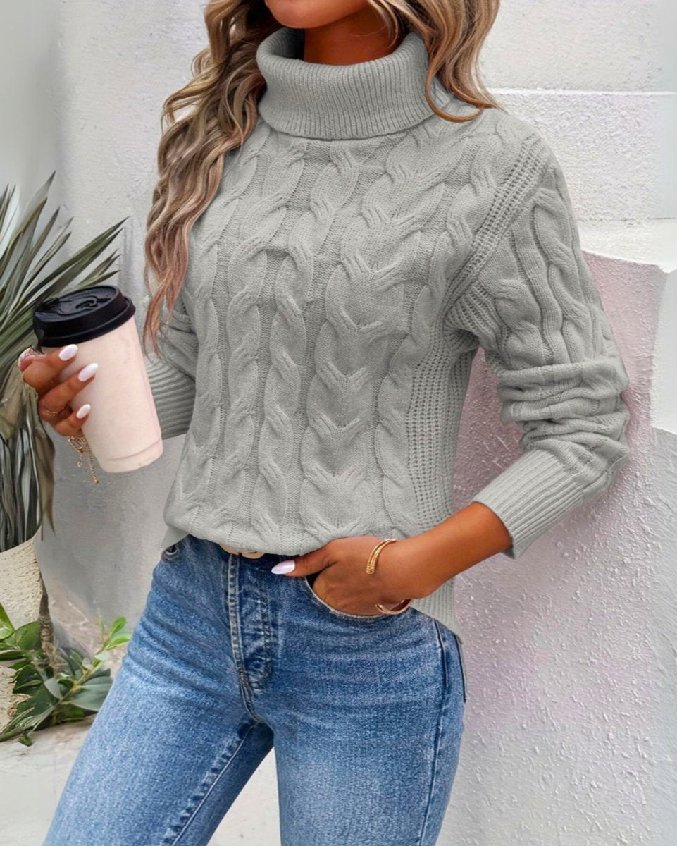 Olivia | Women's Cable Knit Turtleneck Sweater Cosy Long Sleeve Pullover
