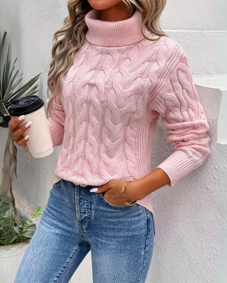 Olivia | Women's Cable Knit Turtleneck Sweater Cosy Long Sleeve Pullover