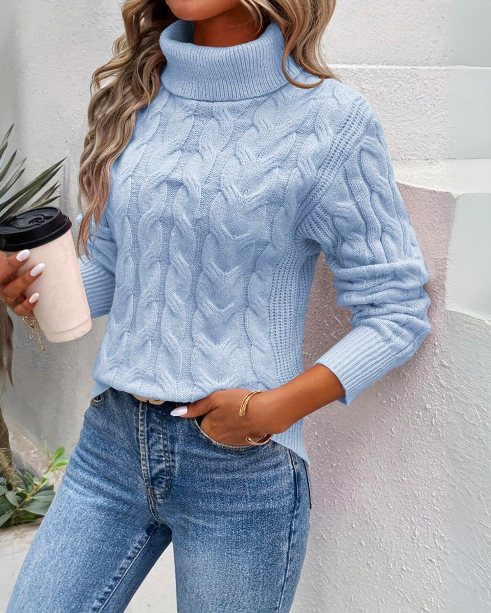 Olivia | Women's Cable Knit Turtleneck Sweater Cosy Long Sleeve Pullover