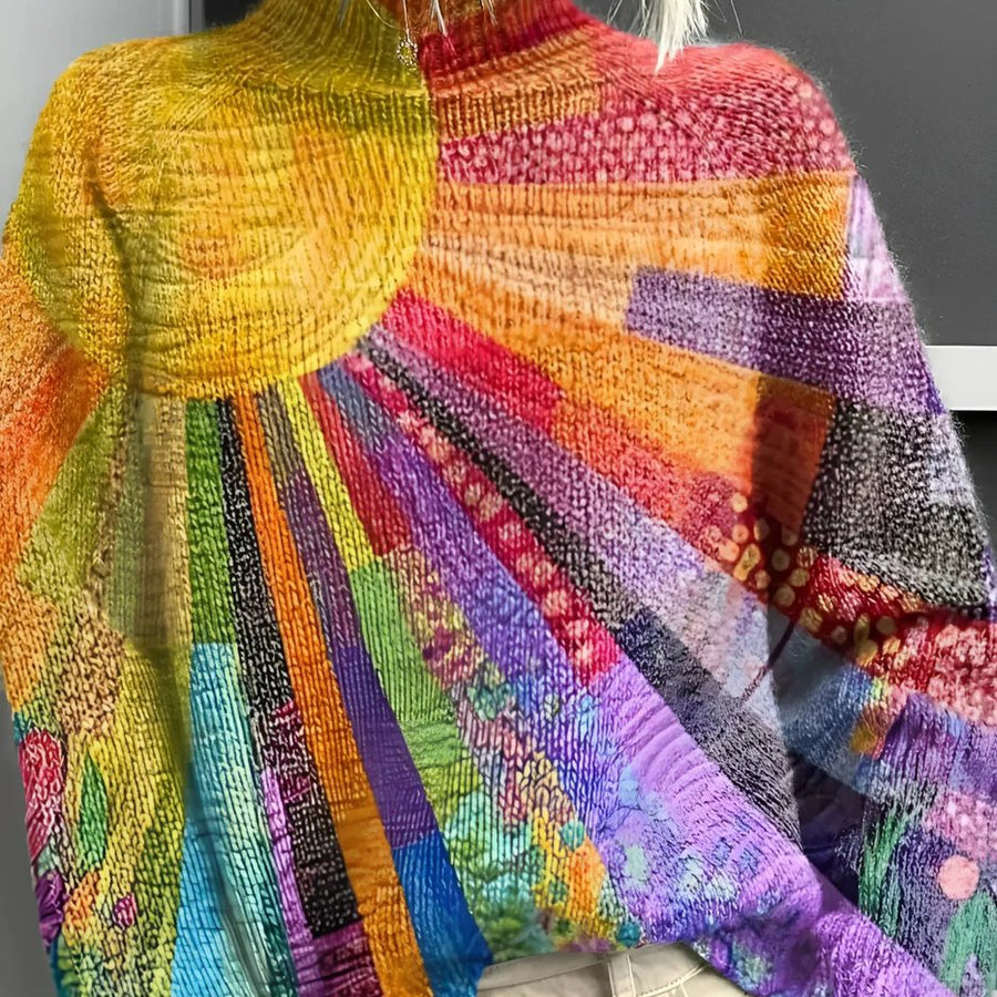 Sophia | Women's Colourful Turtleneck Pullover Sweater Relaxed Knit