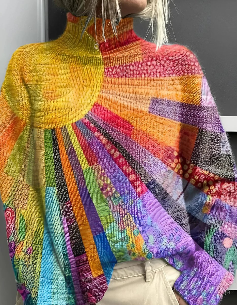 Sophia | Women's Colourful Turtleneck Pullover Sweater Relaxed Knit