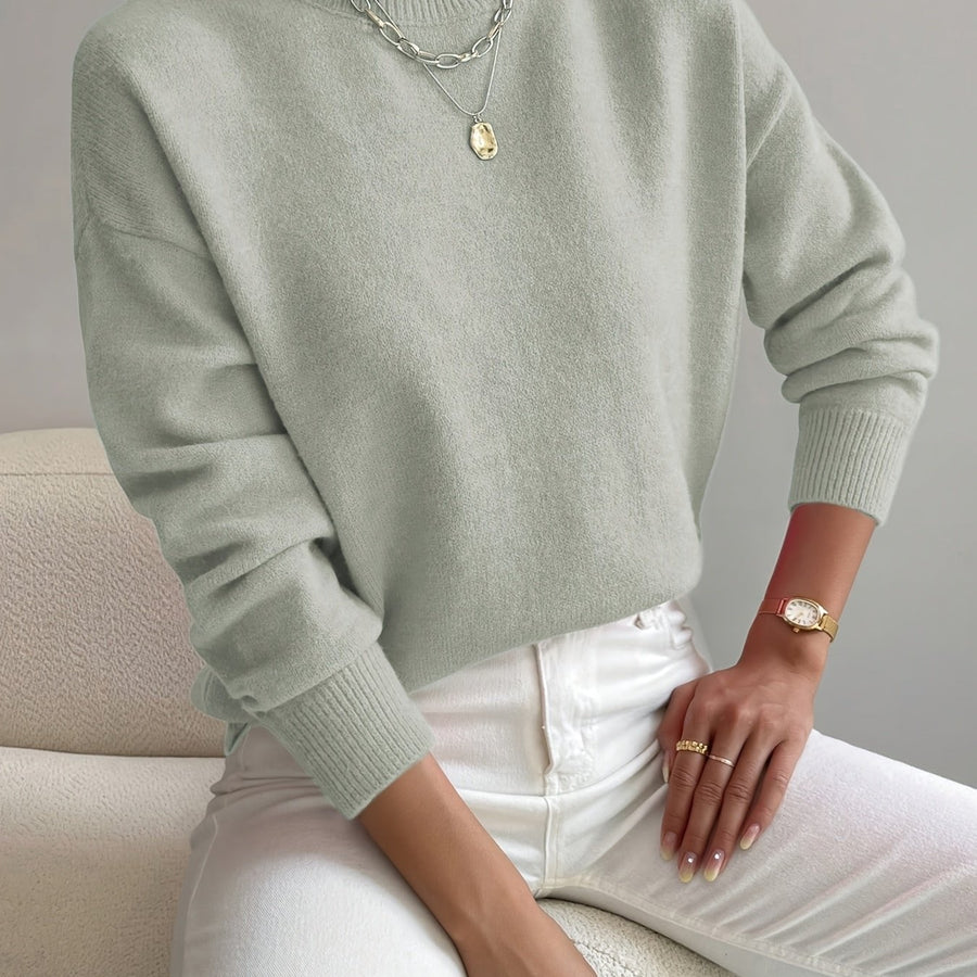 Layla | Women's Mock Turtleneck Relaxed-Fit Long Sleeve Sweater