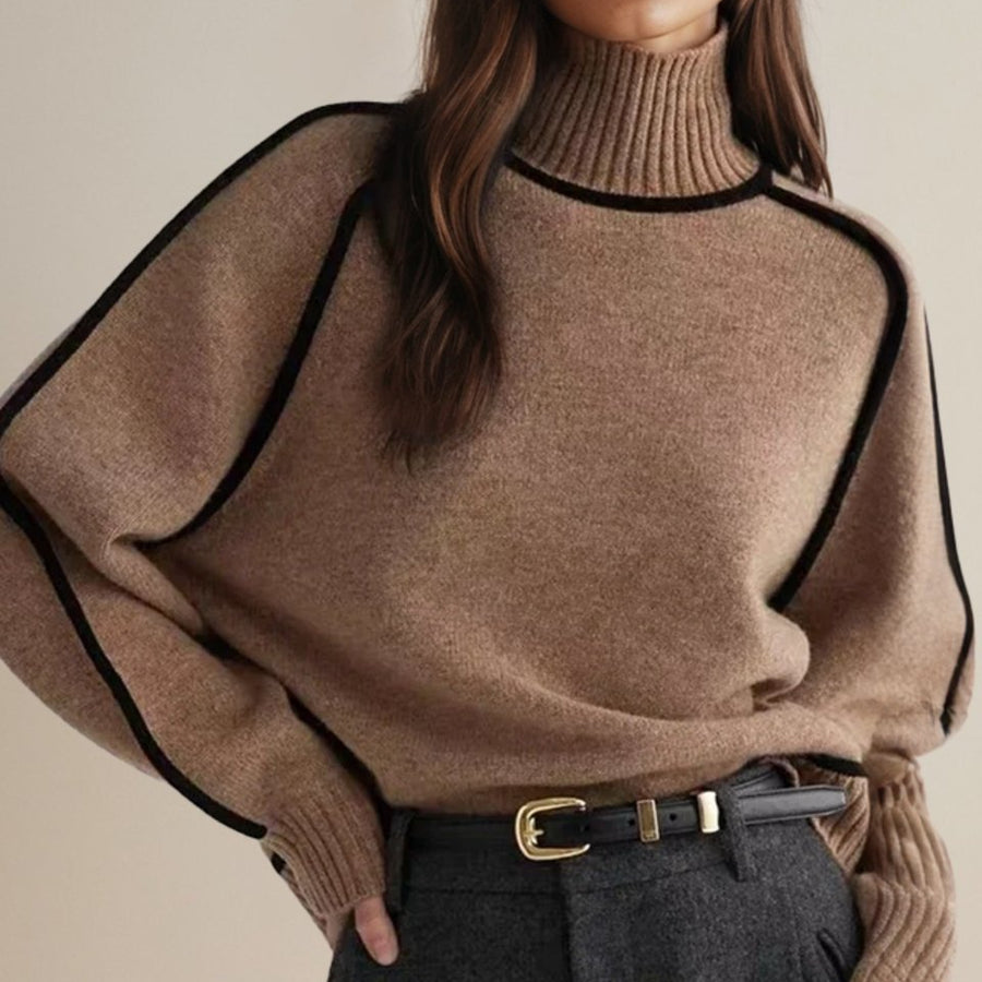Grace | Women's Relaxed-Fit Lantern-Sleeve Knit Turtleneck Sweater