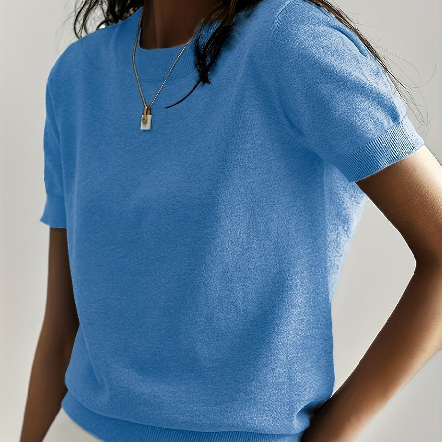 Amelia | Women's Relaxed-Fit Short-Sleeve Knit Sweater Top