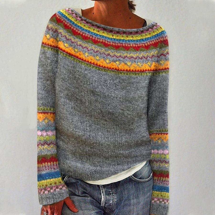Aria | Women's Retro Colourful Striped Knit Pullover Sweater