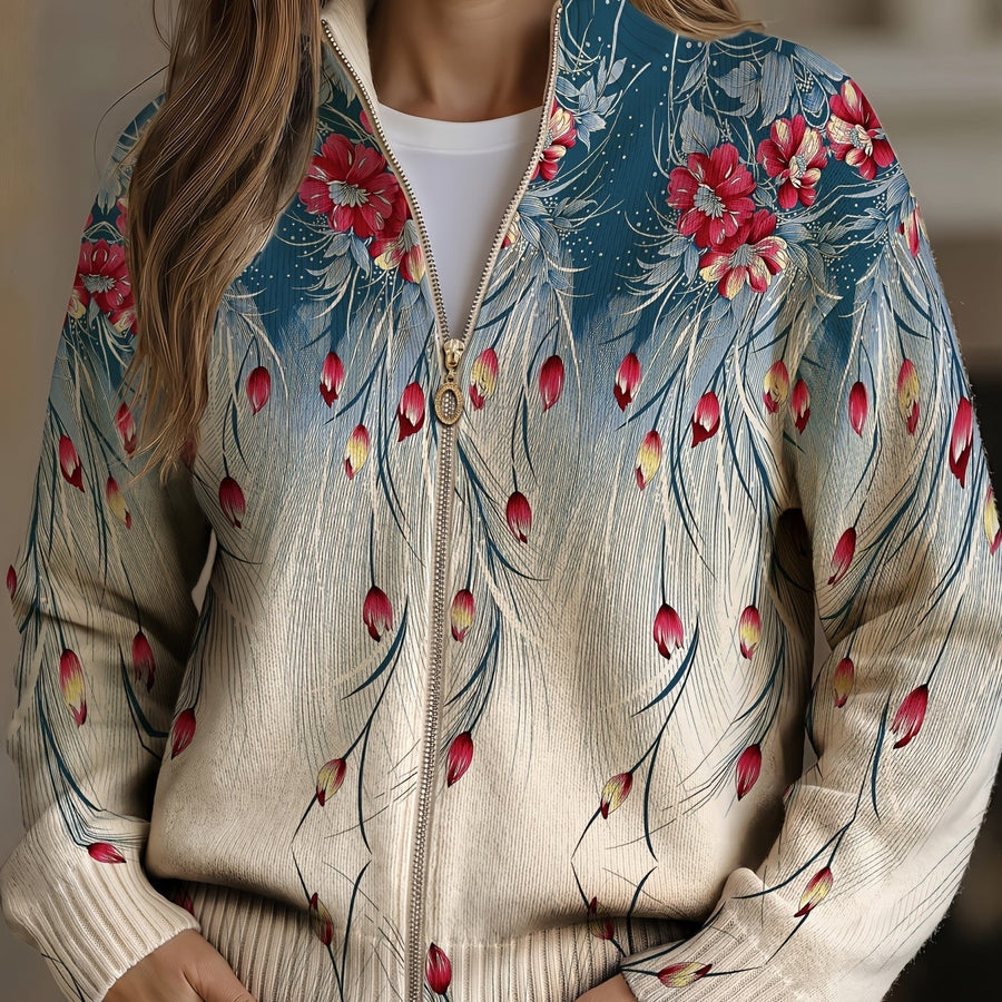 Seraphine | Floral Gradient Zip Cardigan